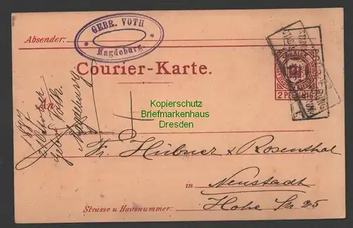 B7409 Ganzsache Privatpost Courier Magdeburg 1887 Stadtbrief Beförderung