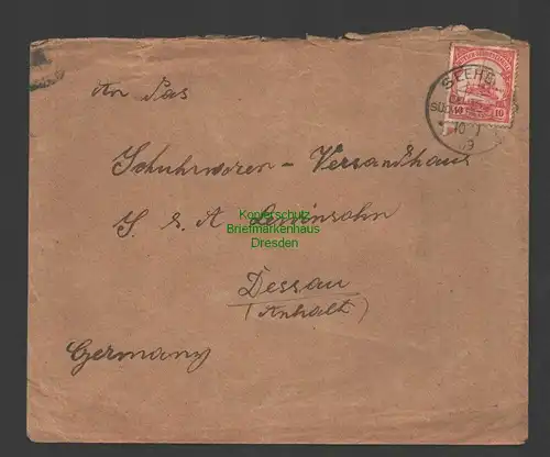 B7448 Brief Seeheim Deutsch Südwestafrika 1909 an Versandhaus Lewinsohn Dessau