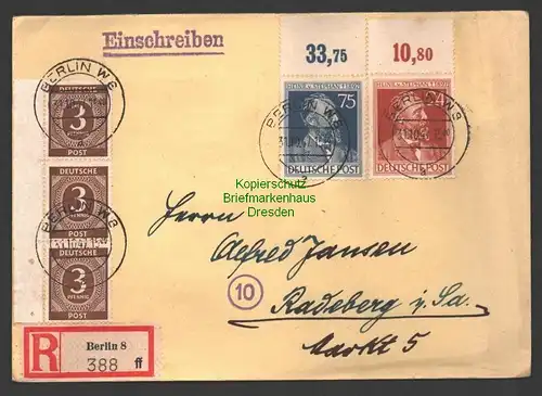 B7416 Brief Alliierte Besetzung Stephan 963 964 OR Einschreiben nach Radeberg