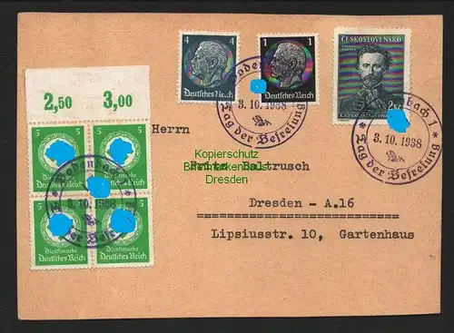 B7242 Souvenirkarte Bodenbach 1938 Tag der Befreiung MiF DR DR-Dienst Tschech