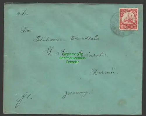 B7376 Brief Usakos Deutsch Südwestafrika 1909 an Versandhaus Lewinsohn Dessau