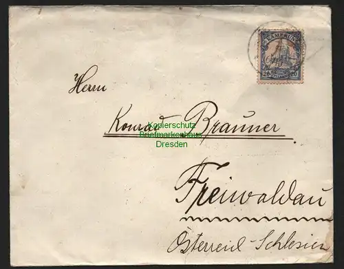 B7032 Brief Kamerun Ebolowa 16.10.1913 nach Freiwaldau Österr. Schlesien