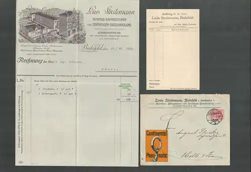 B6368 Brief Bielefeld Continental Pneumatic Briefbogen Fabrikansicht Dürkopp & C