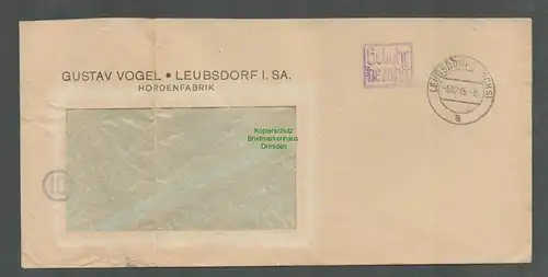 B5801 Gebühr bezahlt 1945 Brief Leubsdorf Sachs. Hordenfabrik