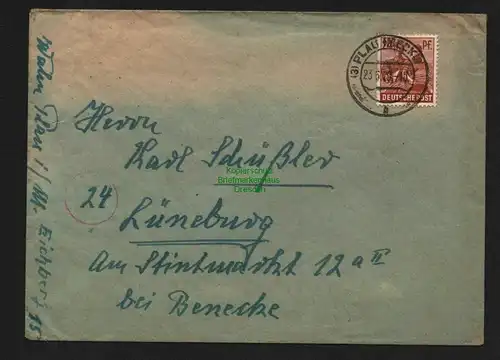 B4596 Alliierte Besetzung Brief 23.6.48 Plau Meckl. Letzttag vor Währungsreform