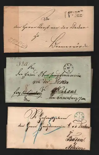 B4589 3 Vorphila Brief Stade 1836 Brief Nachgebühr 1862 Trockensiegel