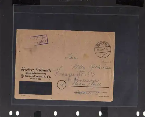 B302 5x SBZ Brief Karte Gebühr bezahlt 1945 Crimmitschau Postsache Tuchgroßhandl