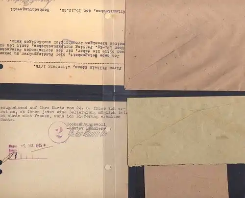 B302 5x SBZ Brief Karte Gebühr bezahlt 1945 Crimmitschau Postsache Tuchgroßhandl