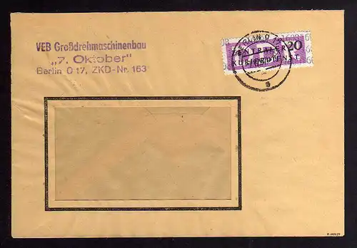 B1643 DDR Aufdruck Kontrollzahlen 1608 Berlin ZKD 14 Brief VEB Großdrehmaschinen