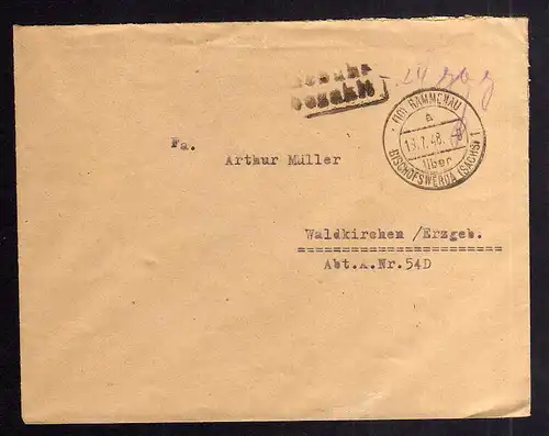 B1902 Brief SBZ Gebühr bezahlt 1948 Währungsreform Rammenau über Bischofswerda K