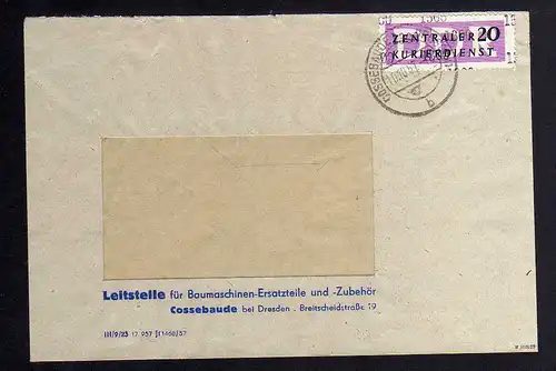 B1496 DDR ZKD 15 Kontrollzahl 1300 Brief Dresden Cossebaude geprüft BPP Leitstel