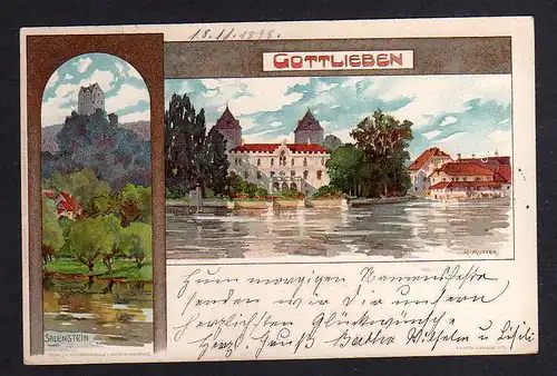 99880 AK Litho Karlsruhe Gottlieben Salenstein 1898 Wappen Künstlerkarte K. Mutt