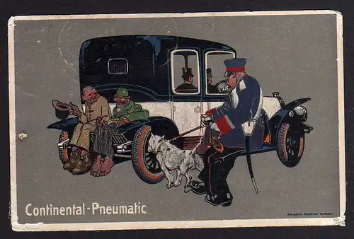 98576 AK Künstlerkarte Continental Pneumaric Hannover 1919 Auto Wachmann Hund