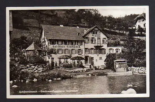 98226 AK Schönmünzach Baiersbronn 1937 Fotokarte Gasthaus zum Steinbock Pension