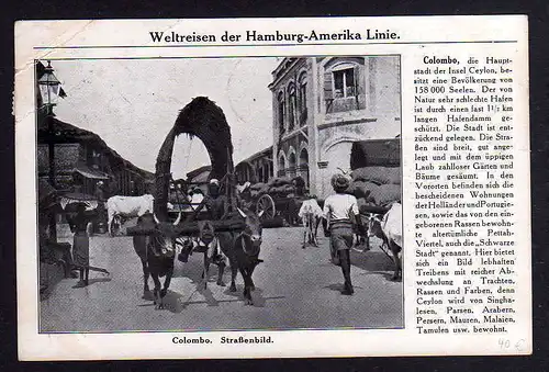 98574 AK Weltreisen der Hamburg Amerika Linie 1911 Colombo Hamburg