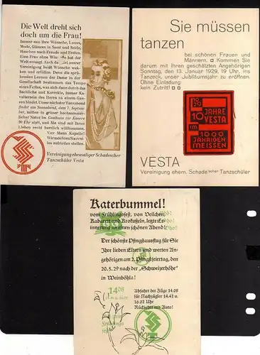 95965 3 AK Meissen Meißen 1929 10 Jahre VESTA 3 Einladungskarten