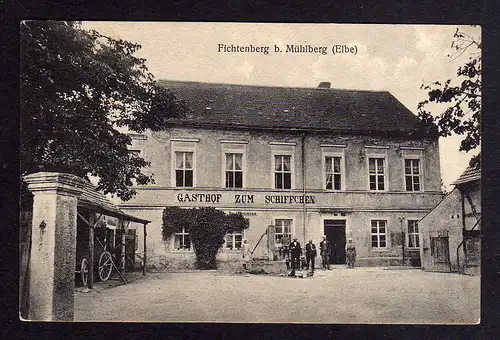 96426 AK Fichtenberg Mühlberg Elbe um 1910 Gasthof zum Schiffchen Paul Naumann
