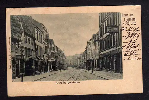 96326 AK Flensburg 1900 Angelburgerstrasse Holzbildhauerei Joh. Leideck Fräserei