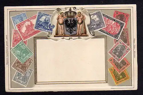 93989 Ottmar Zieher München Briefmarken AK Wappen Adler geprägt Deutsches Reich