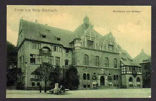 93969 AK Berg. Gladbach Mark mit Rathaus 1908