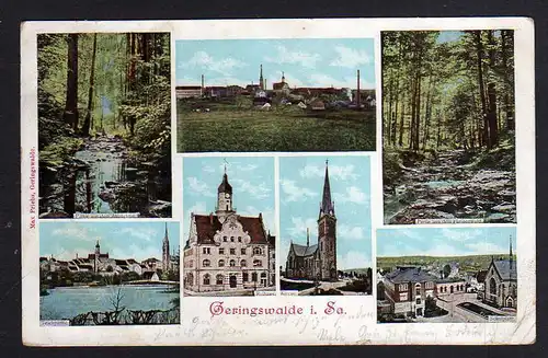 94417 AK Geringswalde 1909 Rathaus Kirche Schule Schulplatz