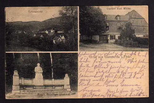 94144 AK Gumperda Thür. Gasthof Müller Siegfried Schaffner Denkmal