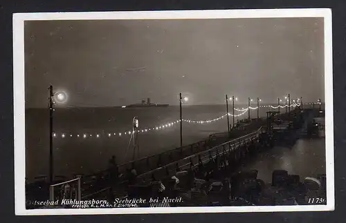 93207 AK Kühlungsborn Seebrücke bei Nacht um 1940