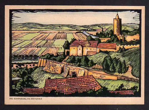 93452 AK Die Schönburg an der Saale CAWAR Bildkarte Künstlerkarte