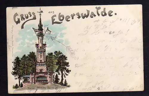 93659 AK Litho Eberswalde 1897 Kaiser Wilhelm Turm