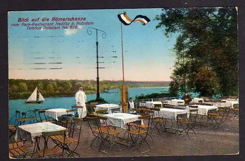 93221 AK Parkrestaurant Nedlitz b. Potsdam Blick auf die Römerschanze 1916