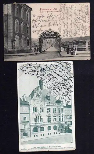 93554 AK Braunau am Inn 1902 Österr. Brückenabschluß Neues Rathaus 1903