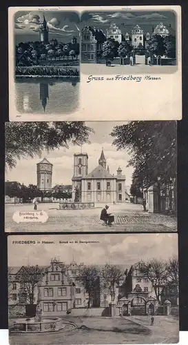 93715 3 AK Friedberg Hessen Burg Schloss 1900 Schloßplatz 1904 1918