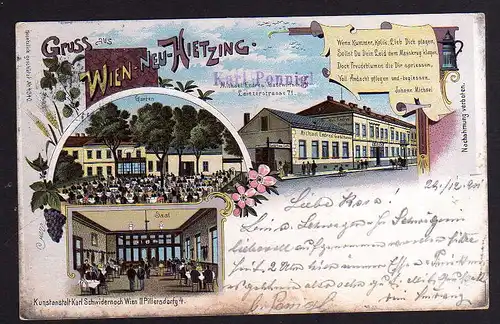 86510 AK Wien Neu Hietzing Gasthaus Endres 1901 Saal Garten