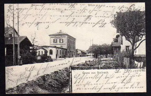 84172 AK  Steinach bei Rothenburg 1908 Bahnhof Bahnhofstraße