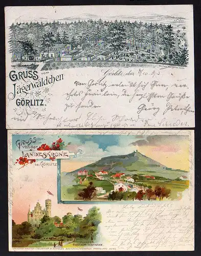 83325 2 AK Görlitz Jägerwäldchen 1895 Landeskrone 1900