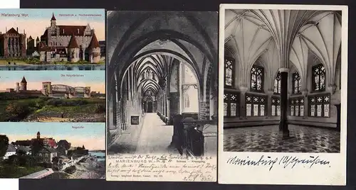 83698 3 AK Marienburg Wpr. Hochschloss Nogatbrücken Schloss Kreuzgang 1903