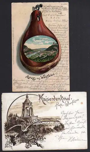 82710 2 AK Porta Westfalica Schinken 1902 Kaiserdenkmal 1898