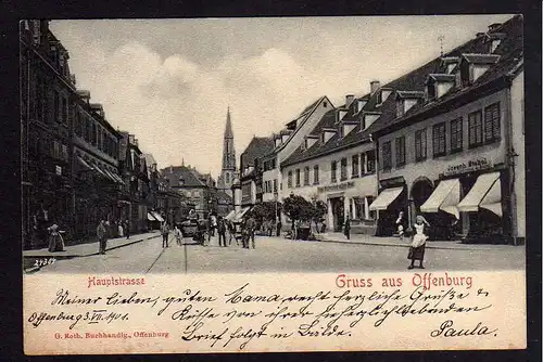 82929 AK Offenburg Baden 1901 Hauptstrasse Hotel Schwarze Adler Post