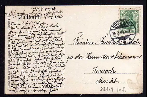 82729 AK Güstrow Postgebäude Kaiserliche Reichspost 1909