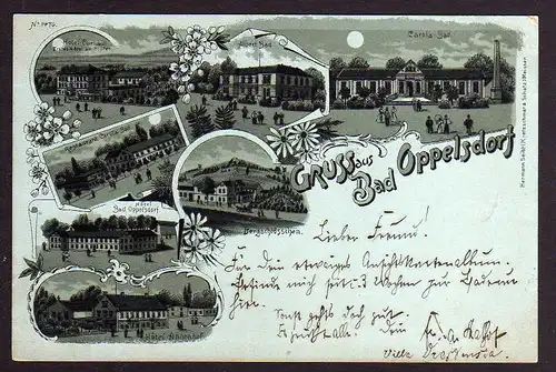 81590 AK Bad Oppelsdorf Mondschein 1898 Hotel Restaurant Bergschlösschen