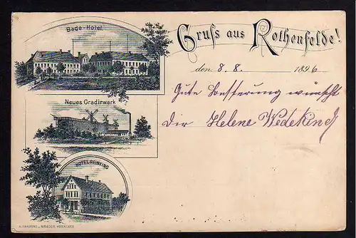 79681 AK Bad Rothenfelde Osnabrück 1896 Vorläufer Hotel Reinking Gradirwerk Bade