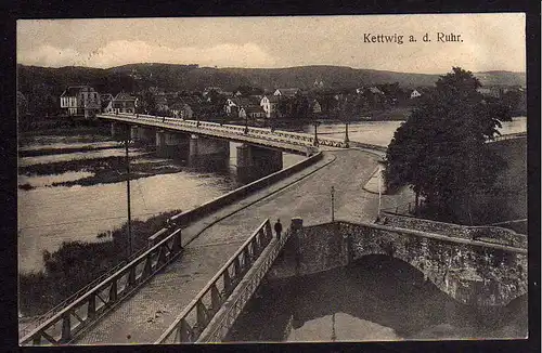 80149 AK Kettwig an der Ruhr 1914 Ruhrbrücke