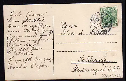 79205 AK Eddelak Holstein 1911 Kaiserliches Postamt