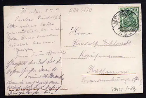 79454 AK Hettstedt Kaiserliches Postamt 1913