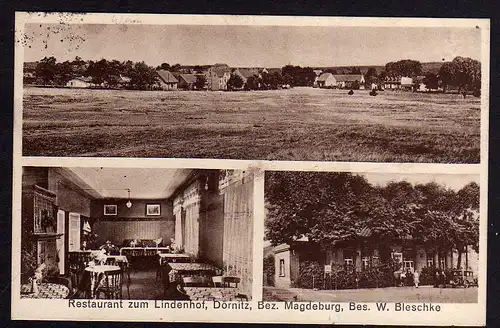 77646 AK Restaurant zum Lindenhof Dörnitz Bez. Magdeburg W. Bleschke 1935