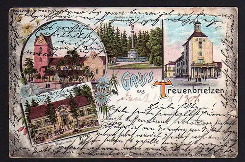 77366 AK Treuenbrietzen St. Marienkirche Rathaus Litho 1901