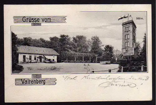 74975 AK Valtenberg 1908 mit Aussichtsturm + Stempel