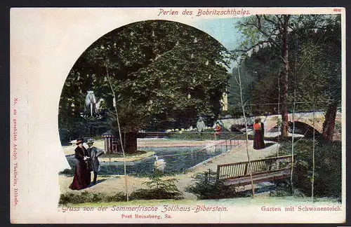 73953 AK Perlen des Bobritzschtales Zollhaus Bieberstein Schwanenteich um 1900