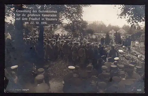 73990 AK Vouziers Einweihung Gedenkstein gefallene Friedhof 22.10.1914