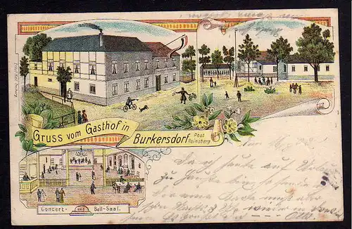 73067 AK Litho Gasthof Burkersdorf Post Reinsberg 1903